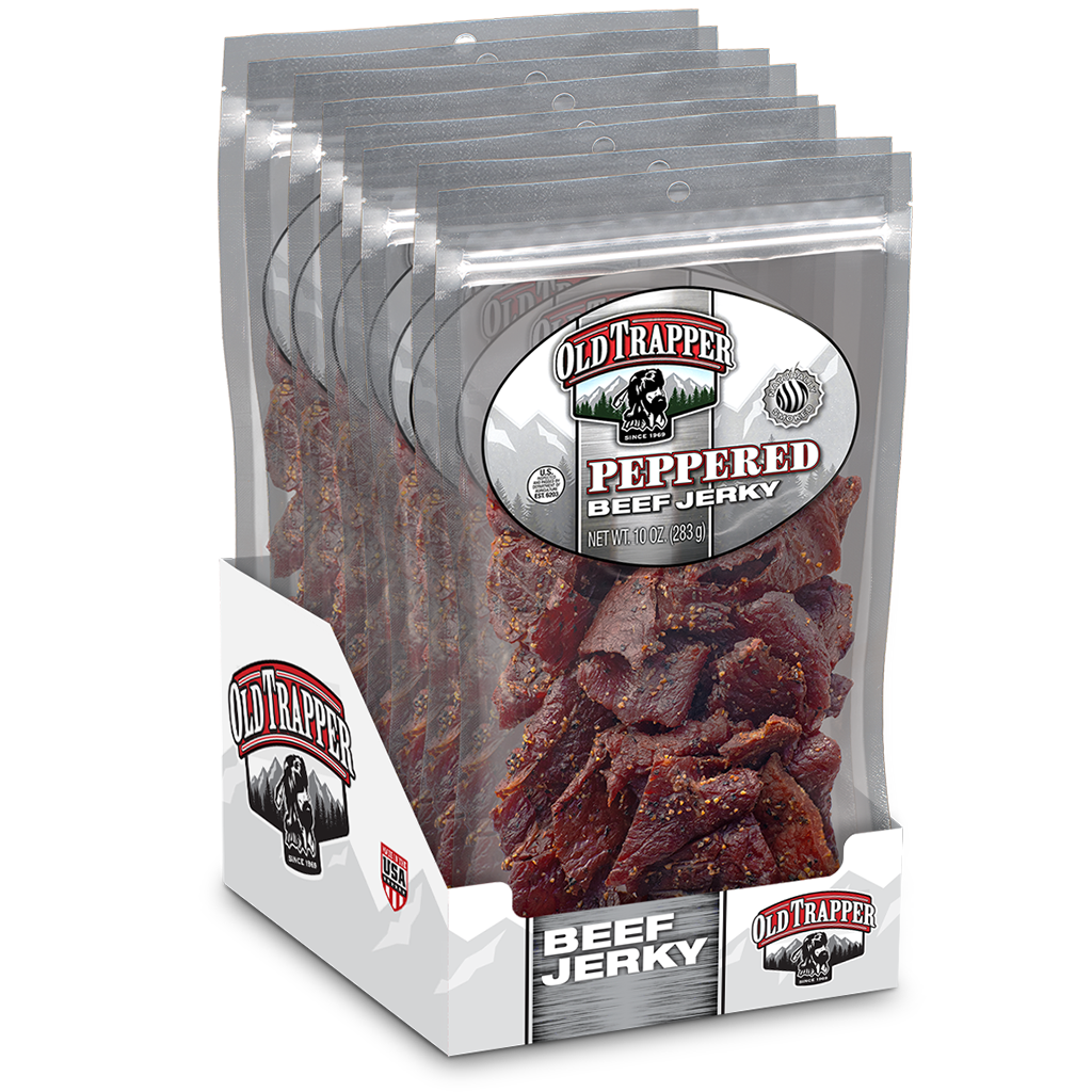 Old Trapper Peppered Jerky | Case of 12 | 10oz Shipping Render