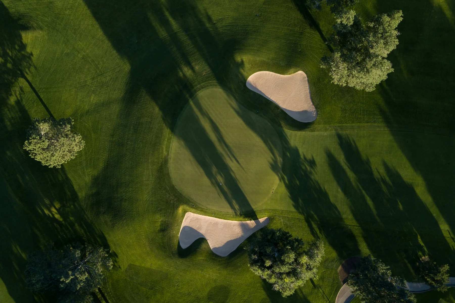 Aerial shot of a golf green