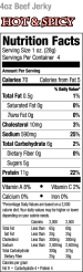 Old Trapper Hot & Spicy 1/4 lb Nutrition Label