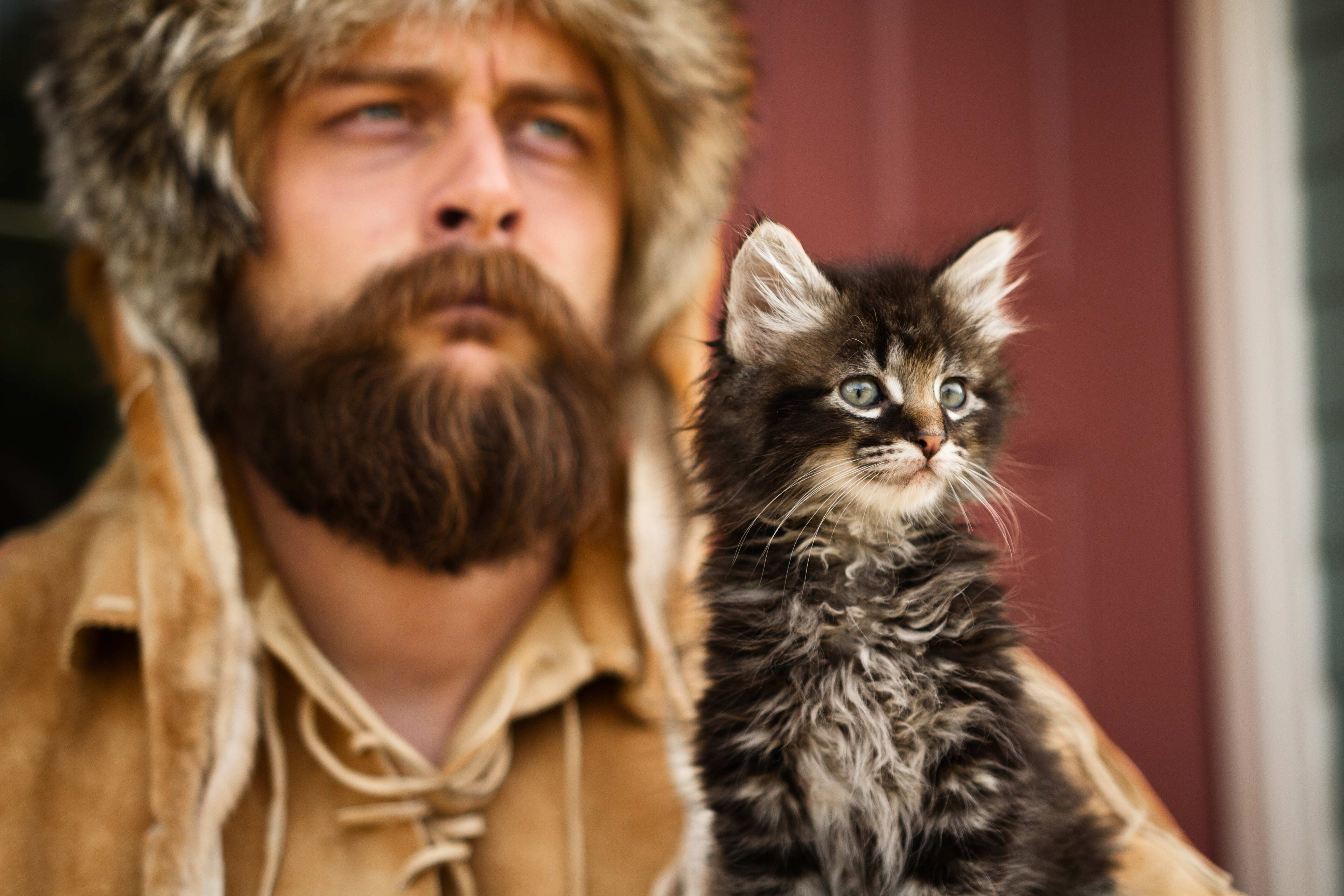 Old Trapper with a Cat