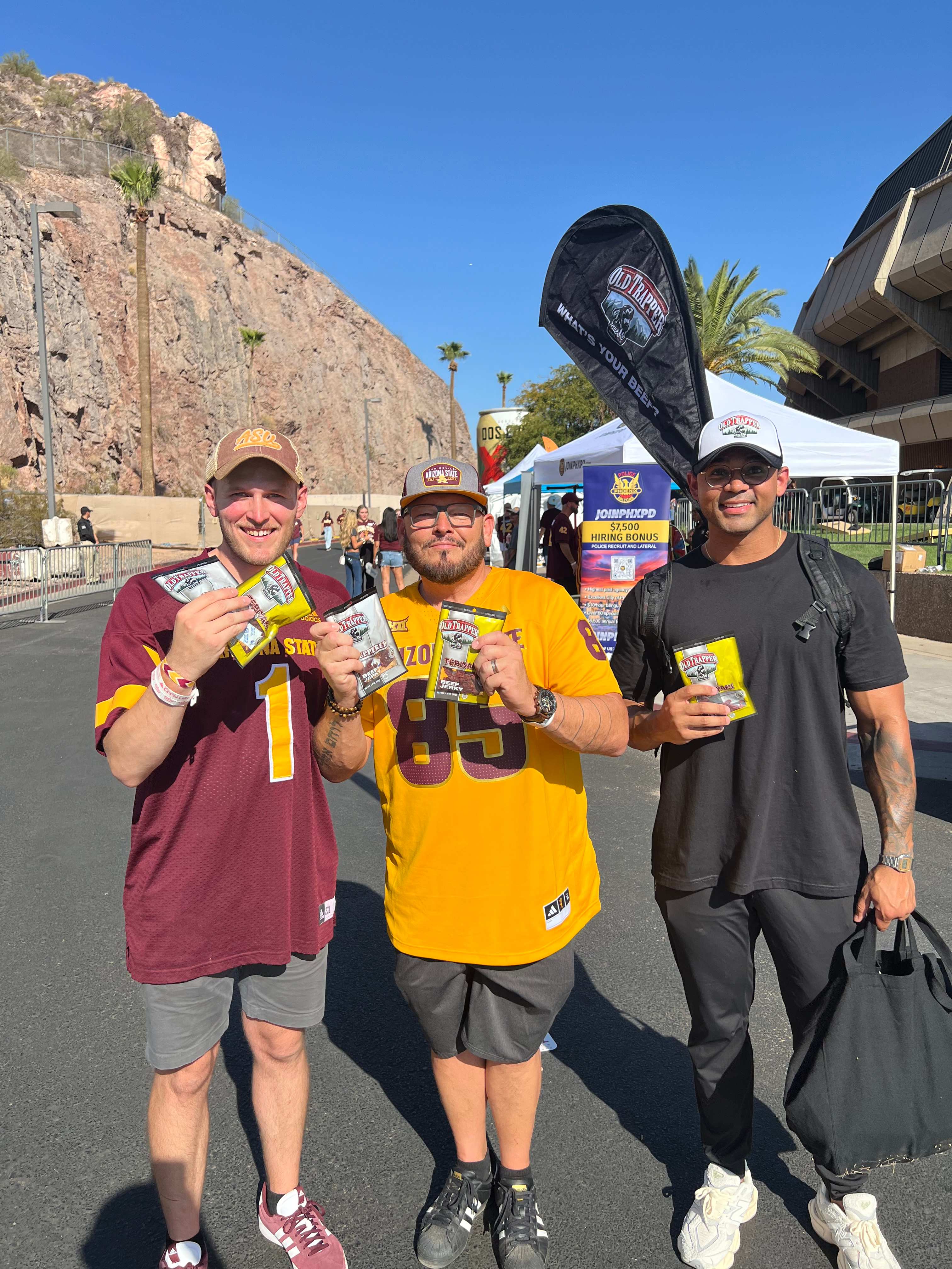 Big 12 fans with old trapper beef jerky