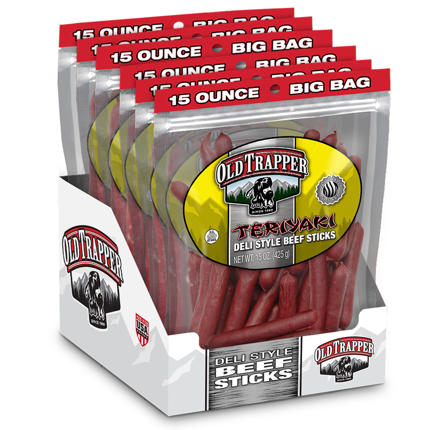 Bulk Deli Style Beef Sticks | Teriyaki | Case of 6 | 15oz Shipping Render