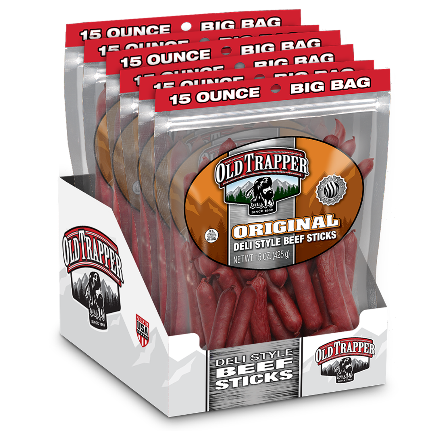 Bulk Deli Style Beef Sticks | Original | Case of 6 | 15oz Shipping Render