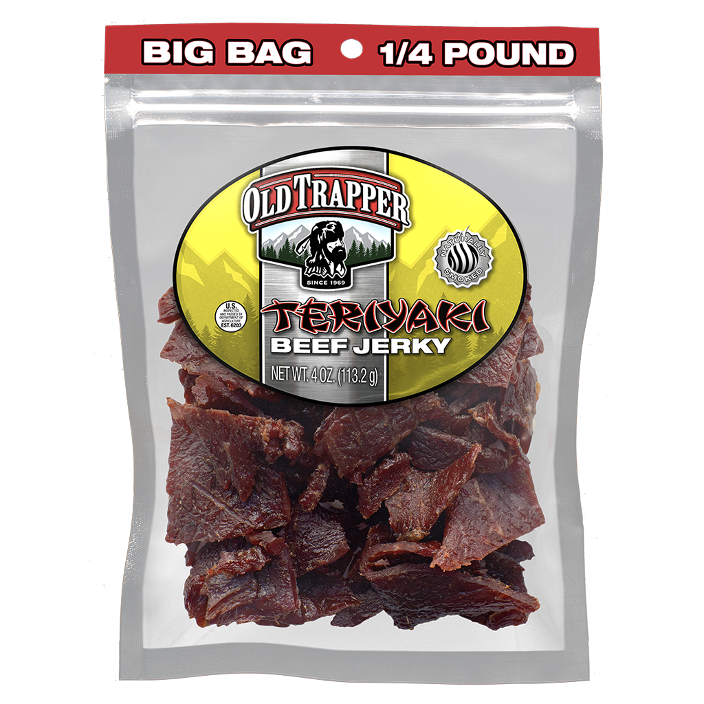 Old Trapper Teriyaki Jerky | Case of 8 | 1/4lb Package