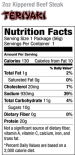 Kippered Beef Steak | Teriyaki | Nutrition Label