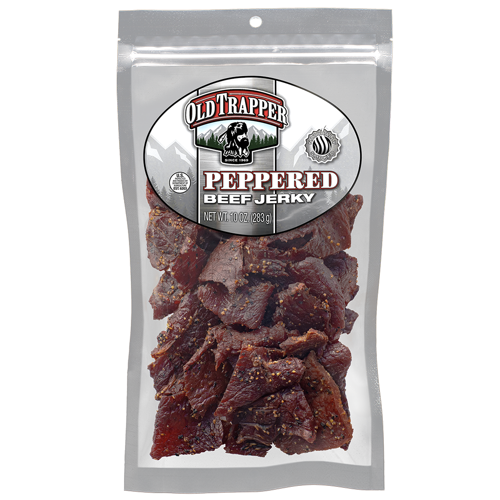 Old Trapper Peppered Jerky | Case of 12 | 10oz Package