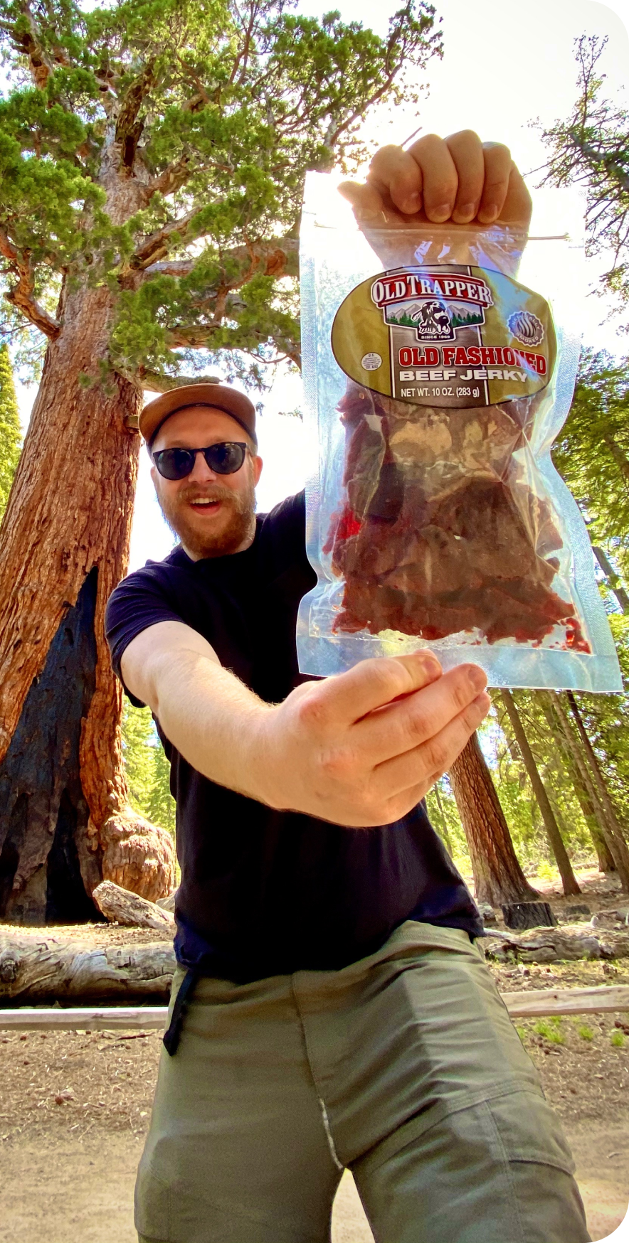 Man Holding Old Trapper Jerky