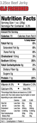 Kippered Beef Steak | Old Fashioned | Nutrition Label