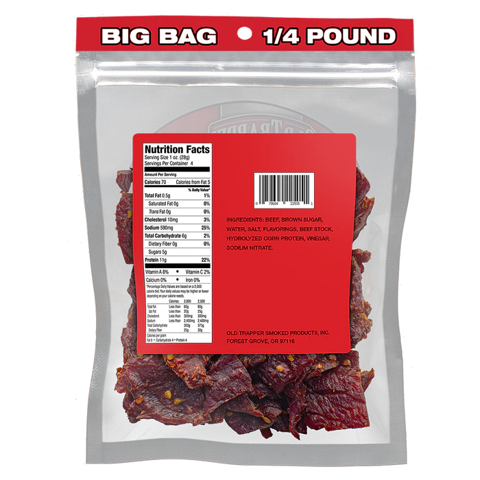 Old Trapper Hot & Spicy 1/4 lb Back Package