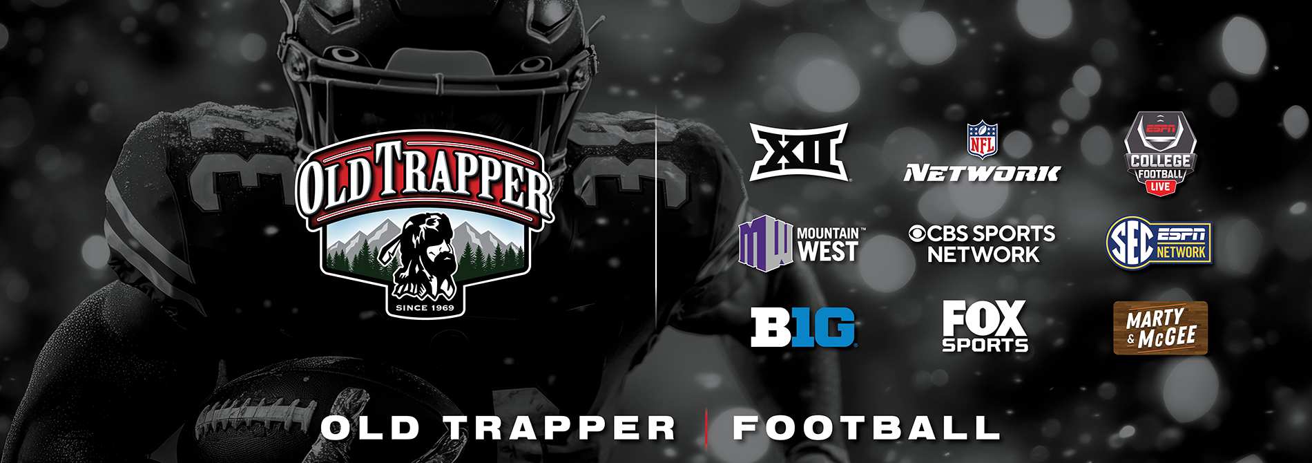 Old Trapper college football sponsor