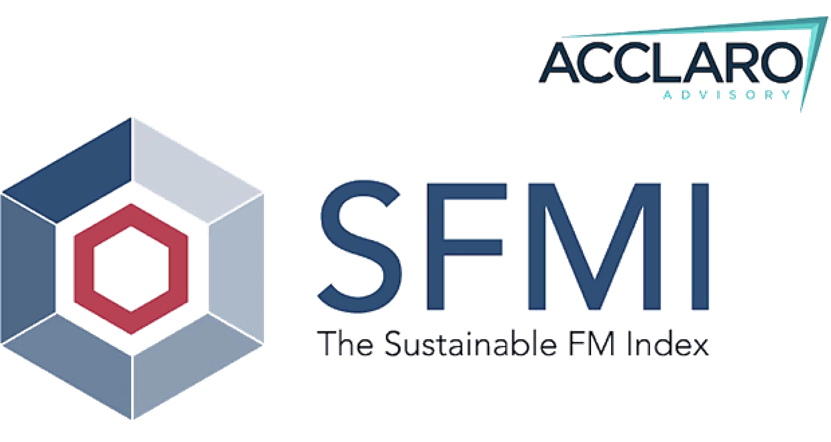 Logo of the SFMI, the Sustainable Facilities Management Index, with the Acclaro Advisory mark above it.