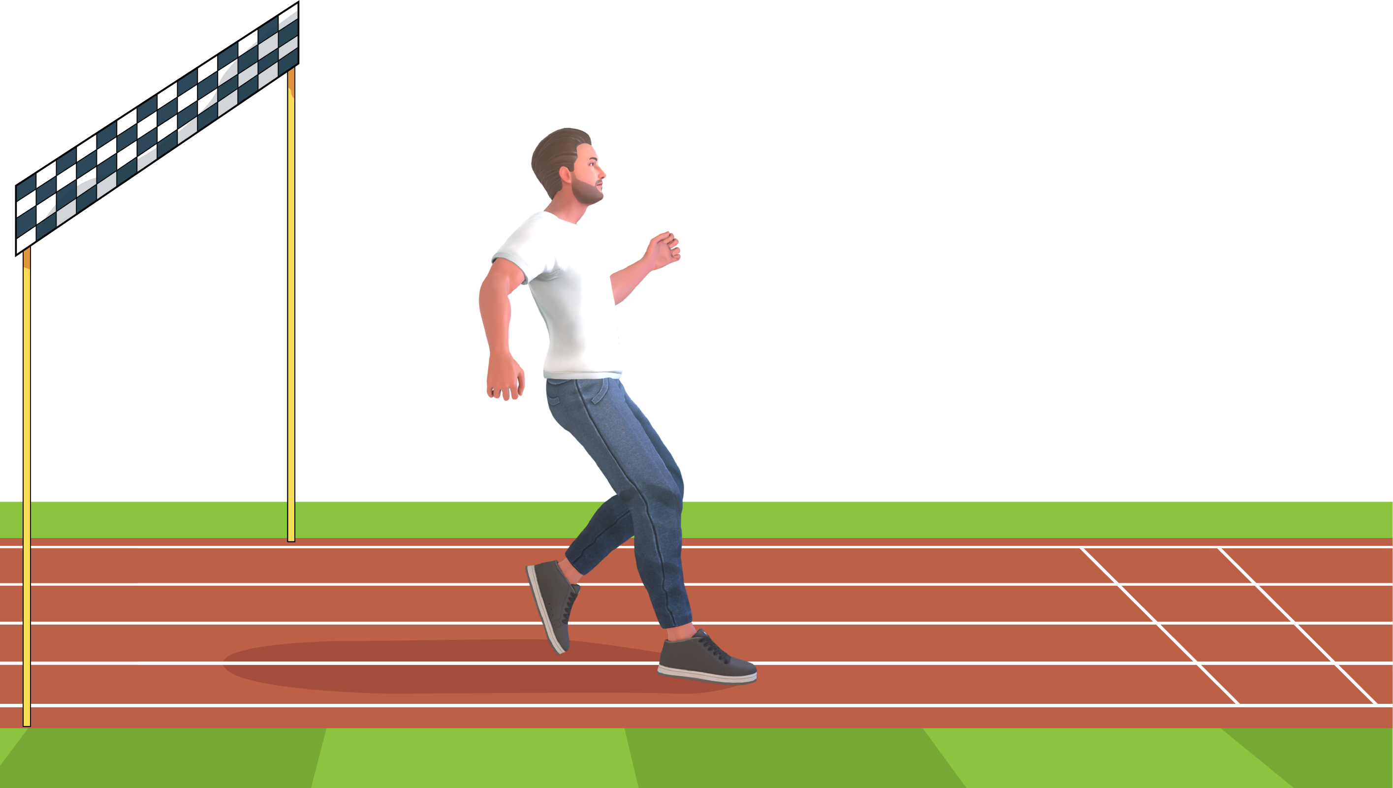 Man running backwards on track