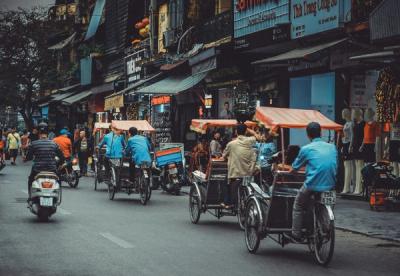 Vietnam South East Asia scooters on road