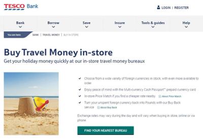 tesco online travel money