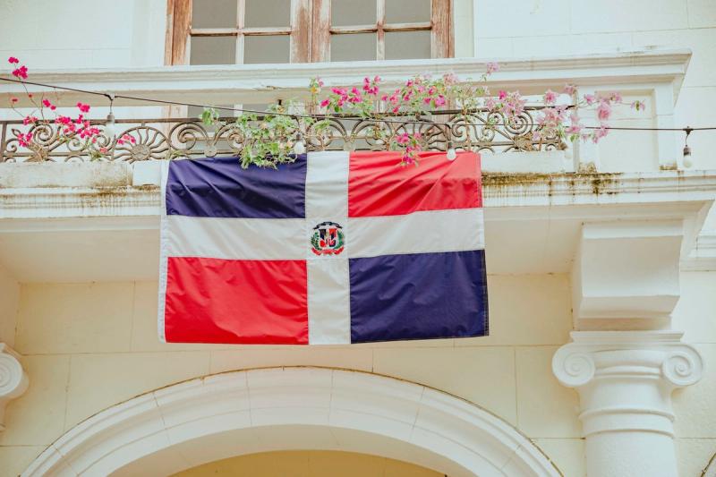 dominican republic flag on a balcony