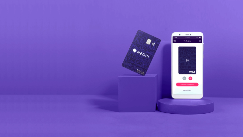 Tarjeta visa Nequi y aplicación móvil Nequi