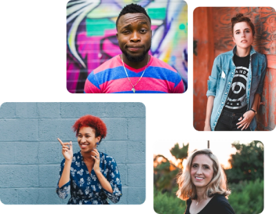 Colagem de fotos de quatro usuários do Monito