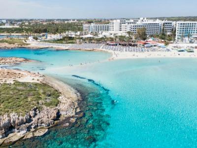 The captivating coast of Nissi beach in Ayia Napa, Cyprus.