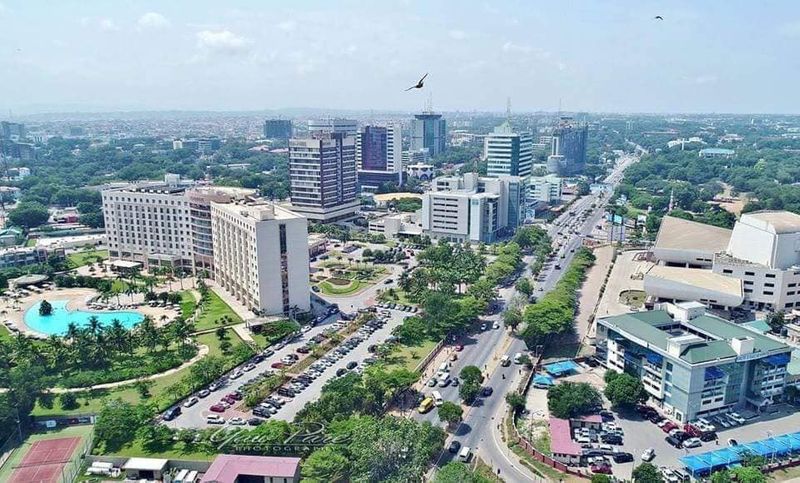 Drone footage of Accra Central