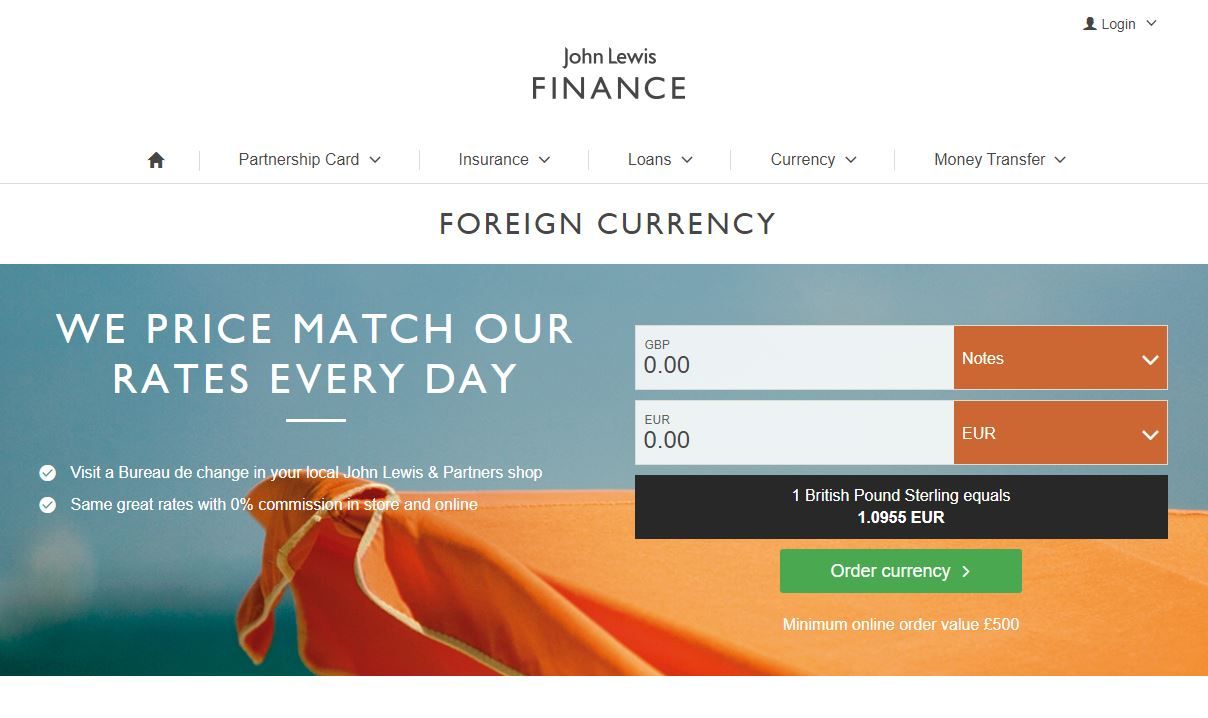 John lewis euro rate discount