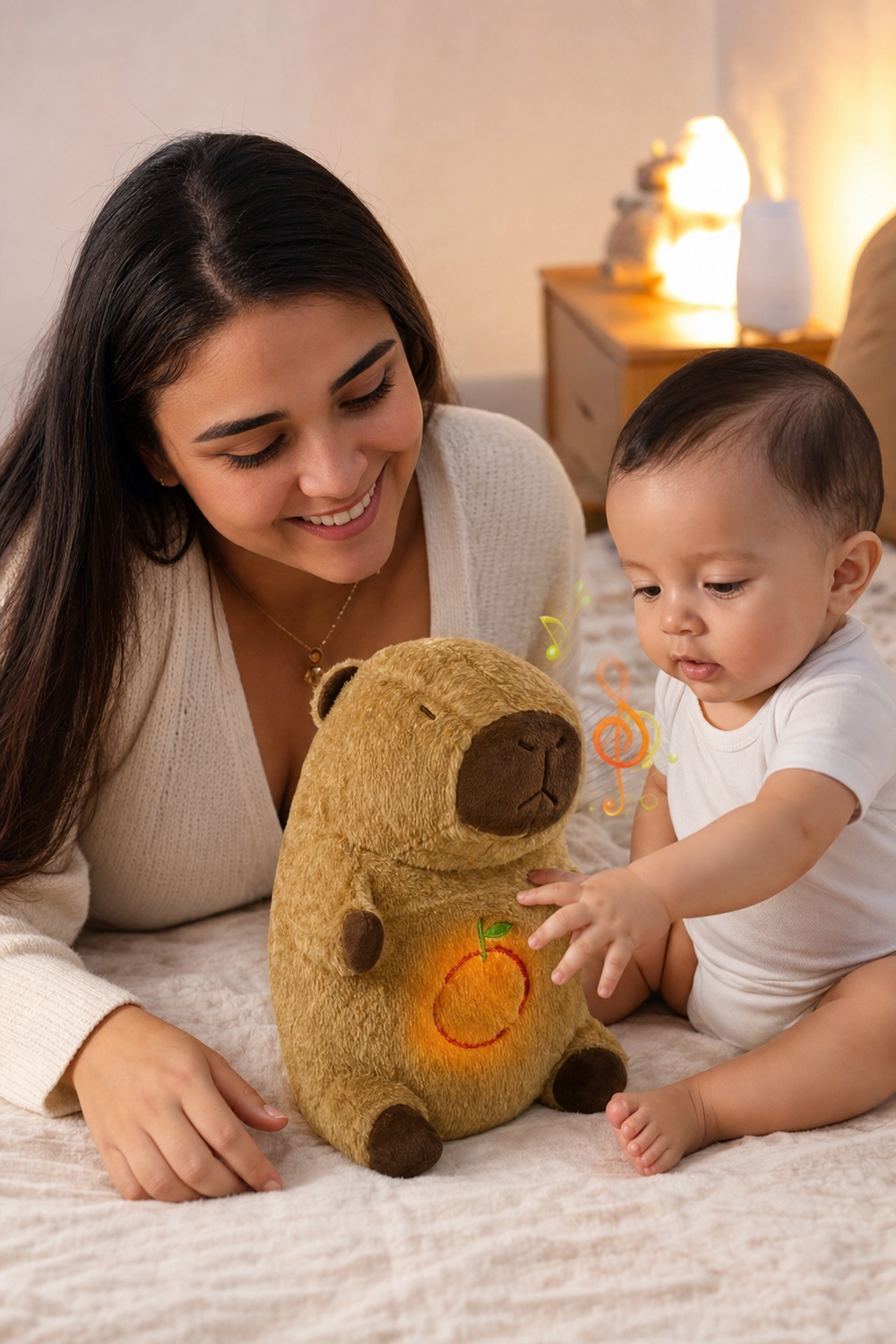 Peluche Capibara Relajante con Movimiento de Respiración Real y Sonidos en uso