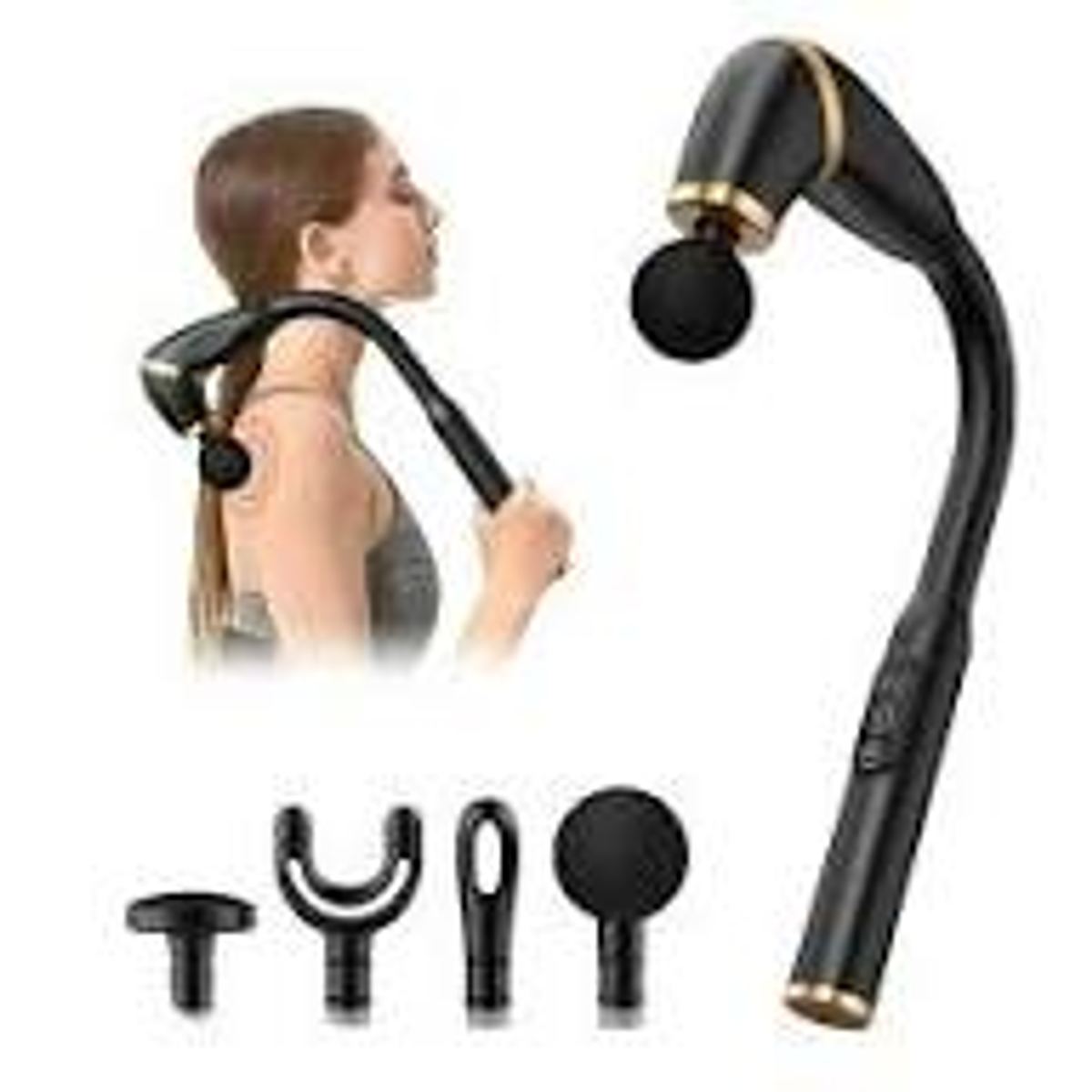 Pistola de Masaje Ergonómica Fascial Gun — Alivio Muscular Profundo con Mango Extendido