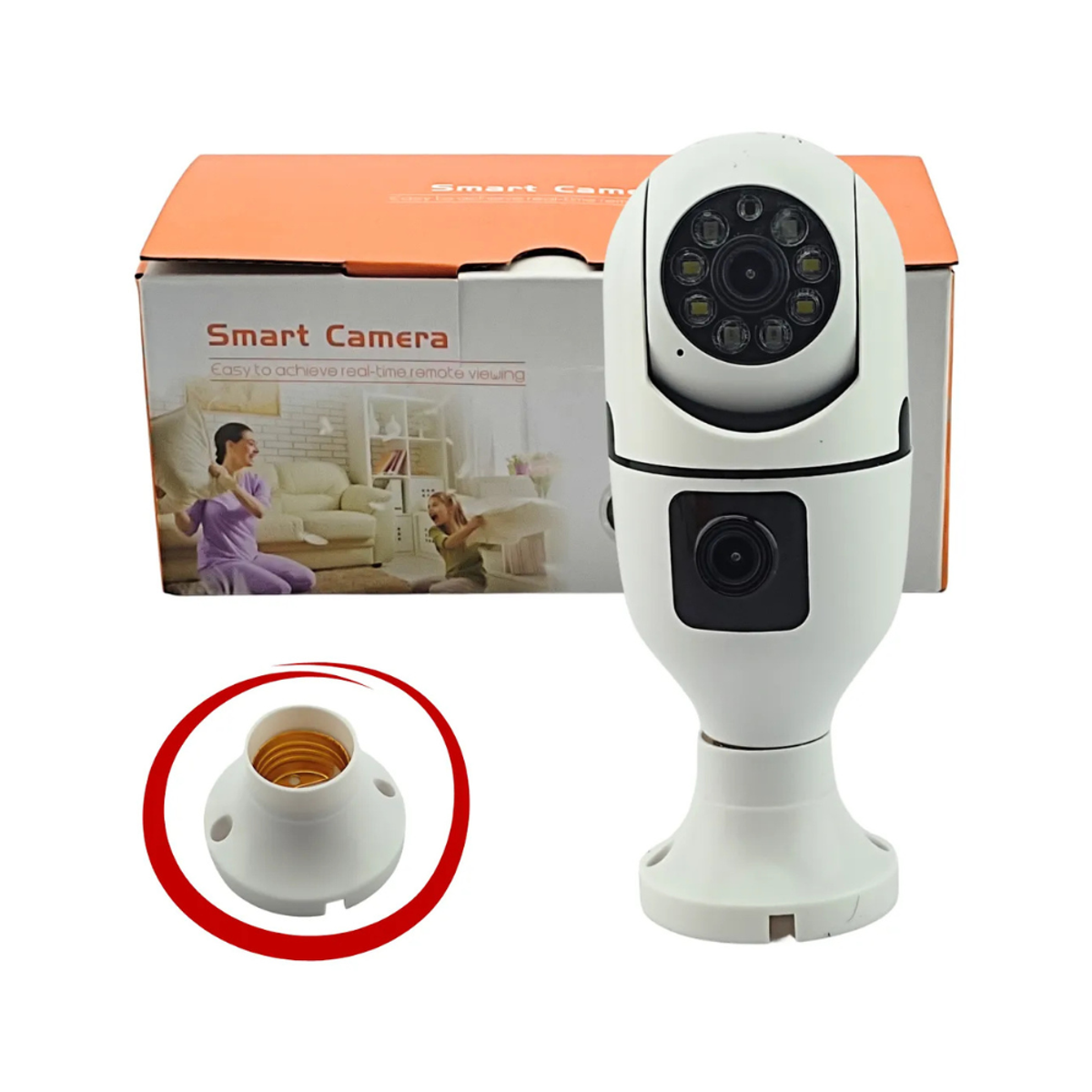 Cámara Tipo Bombillo Doble Lente WiFi — Vigilancia 360 y Seguridad Total