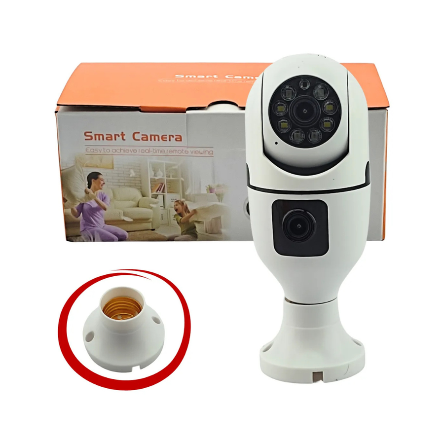 Cámara Tipo Bombillo Doble Lente WiFi — Vigilancia 360 y Seguridad Total