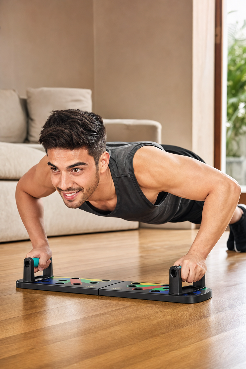 Tabla Plegable para Flexiones Musculares Precisas en uso