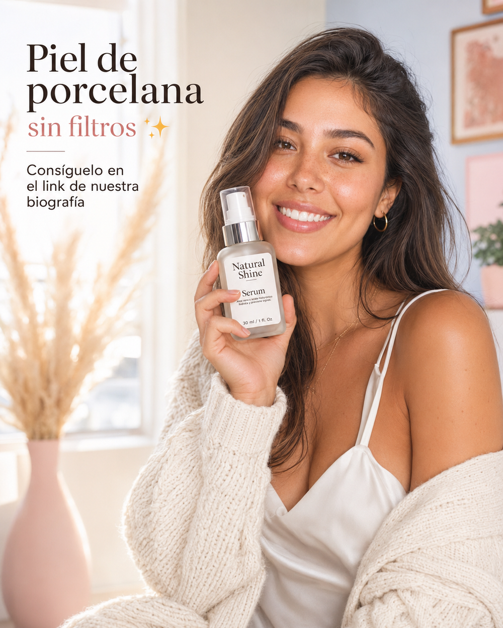 Serum Facial Natural Shine - Hidratación Profunda en uso