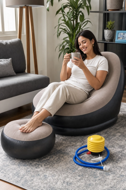 Sillón Inflable Reclinable Premium + Puff