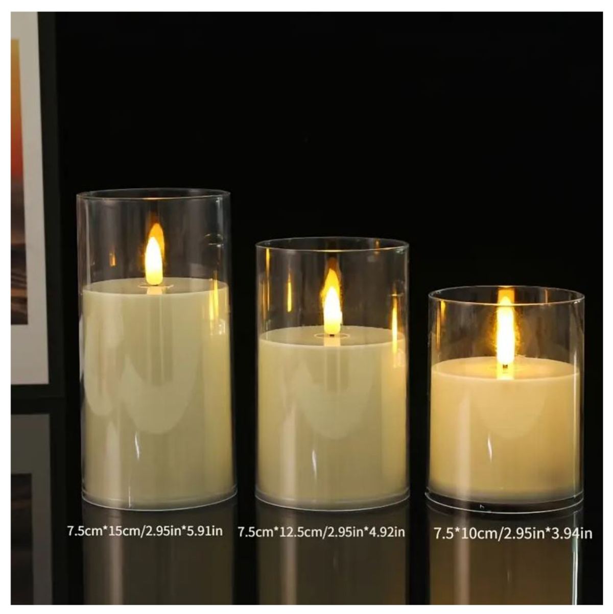 Set de 3 Velas LED Sin Llama Decoración