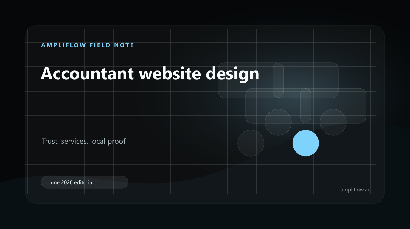 Editorial graphic for accountant website design with trust, services and local proof