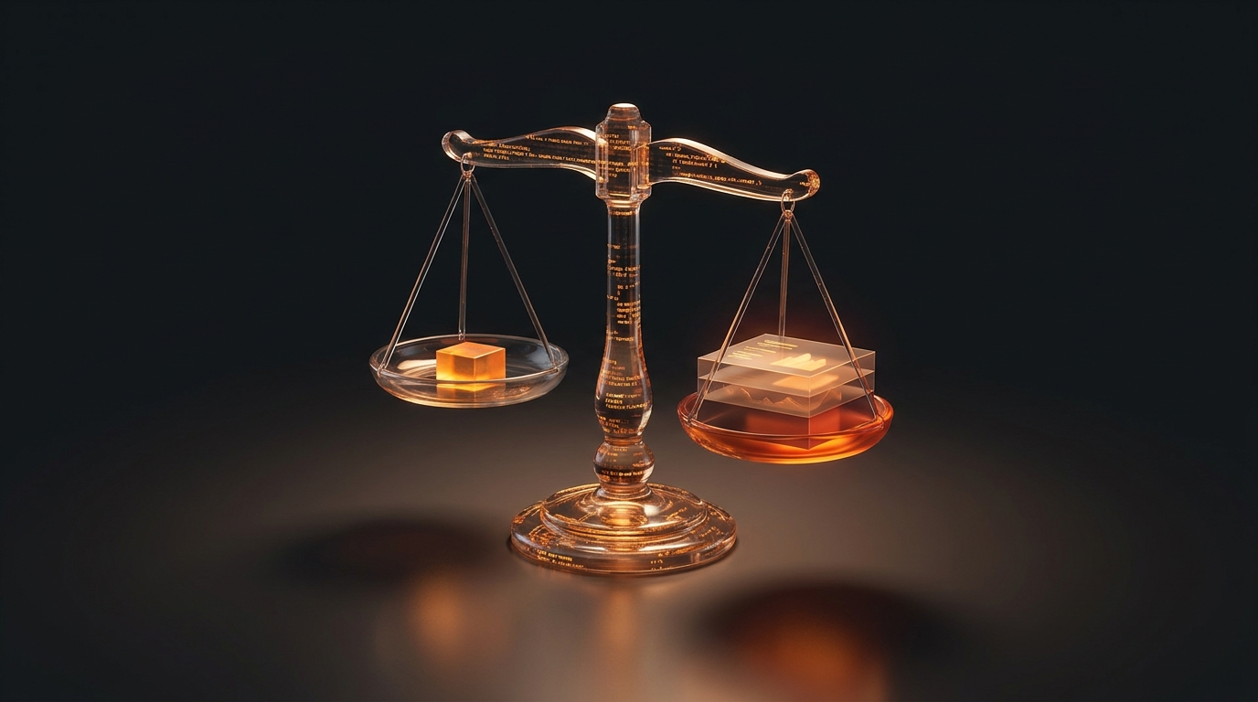 Amber-lit abstract ledger revealing hidden layers of Claude Code business cost