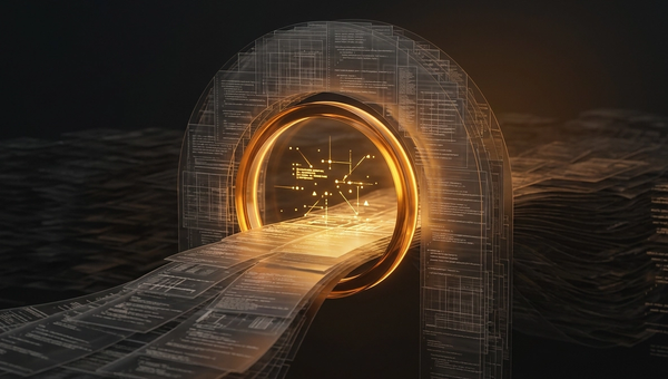Layered code sheets passing through an amber inspection lens at a review gate