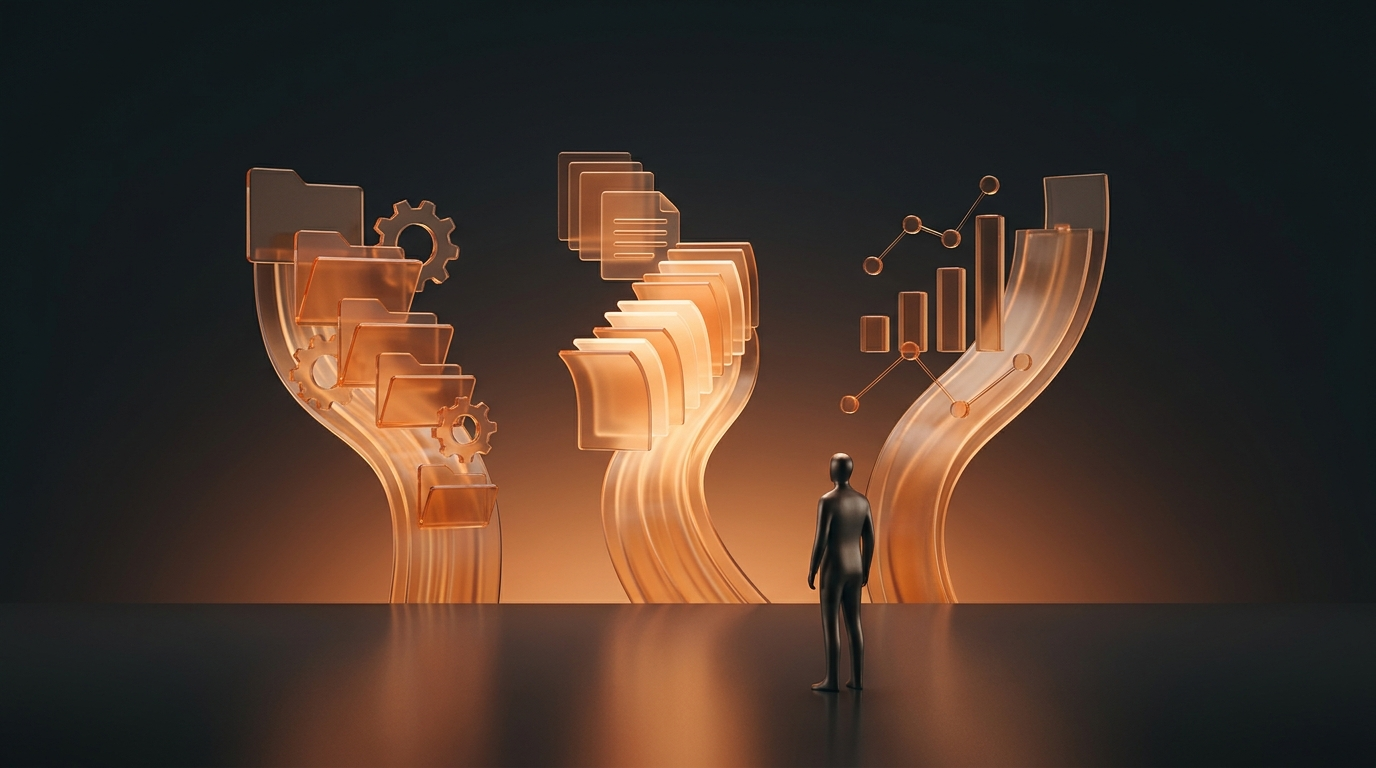 Small operator facing three amber workstreams for operations, content, and analysis