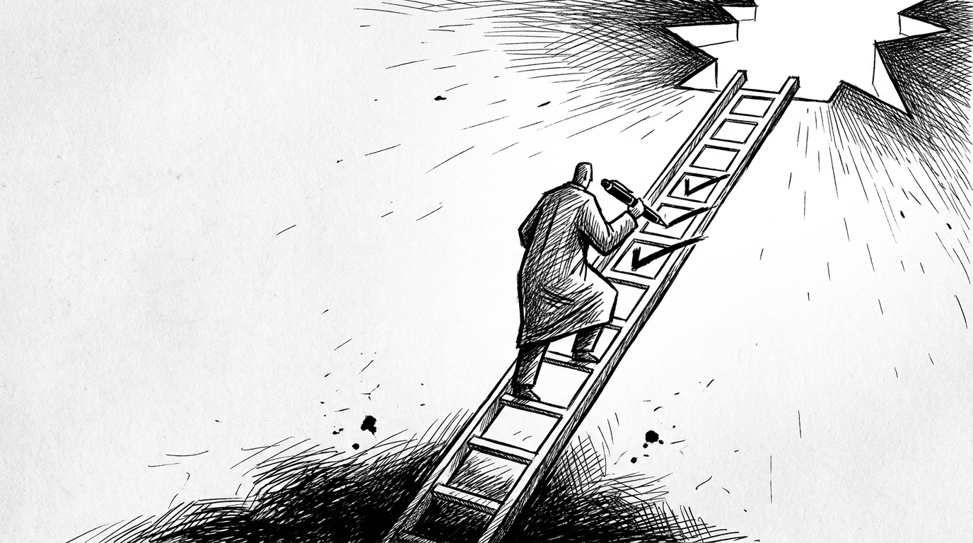 Editorial illustration representing an answer engine optimisation checklist