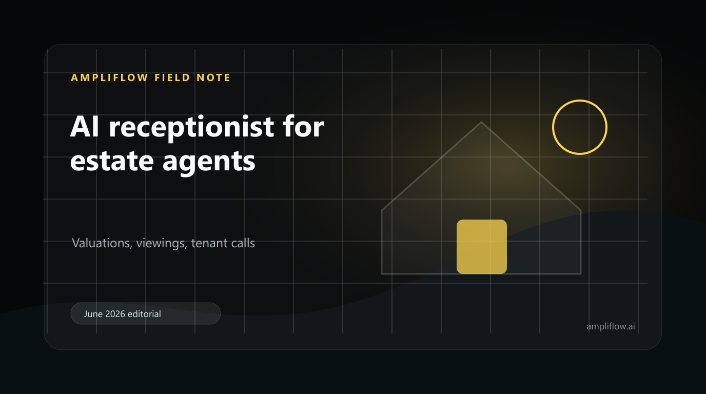 Editorial graphic for AI receptionists in estate agencies handling valuations, viewings and tenant calls
