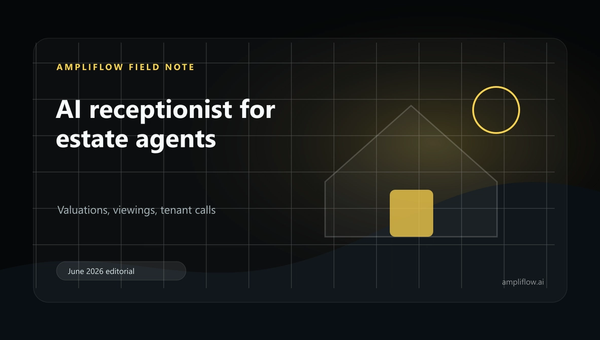 Editorial graphic for AI receptionists in estate agencies handling valuations, viewings and tenant calls
