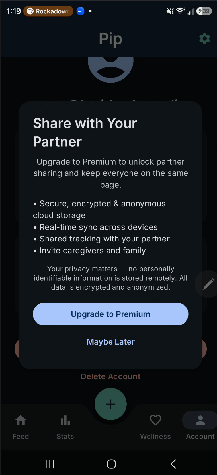 pumping tracker subscription with free trial banner