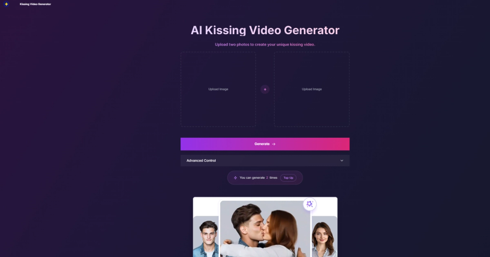 image of ai kissing video generator