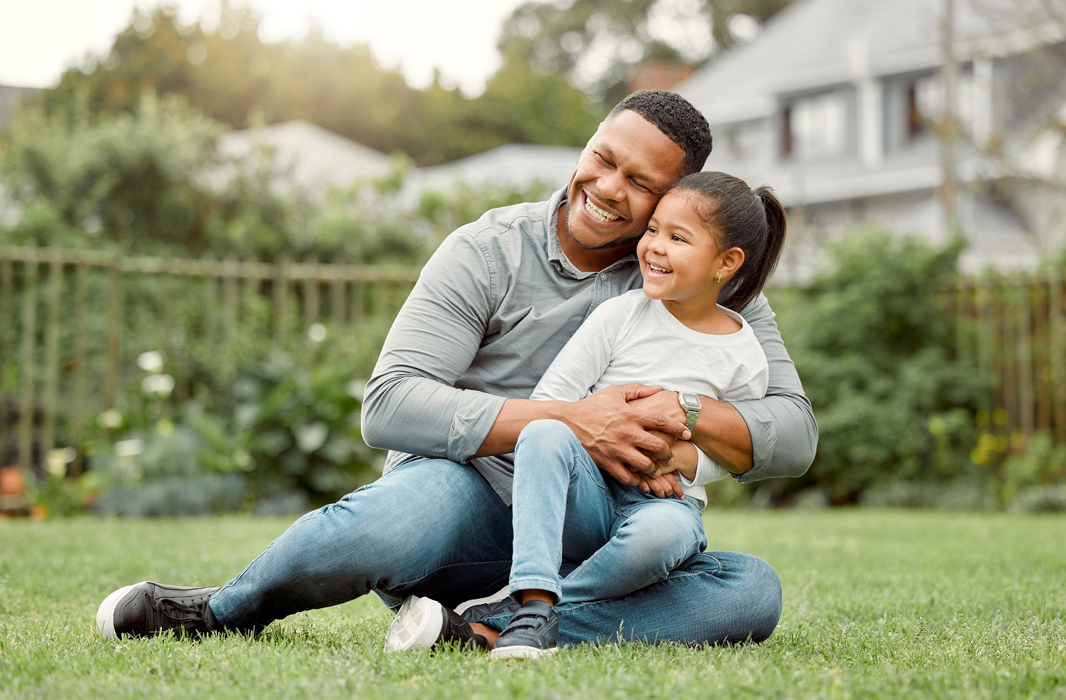Happy dad and daughter