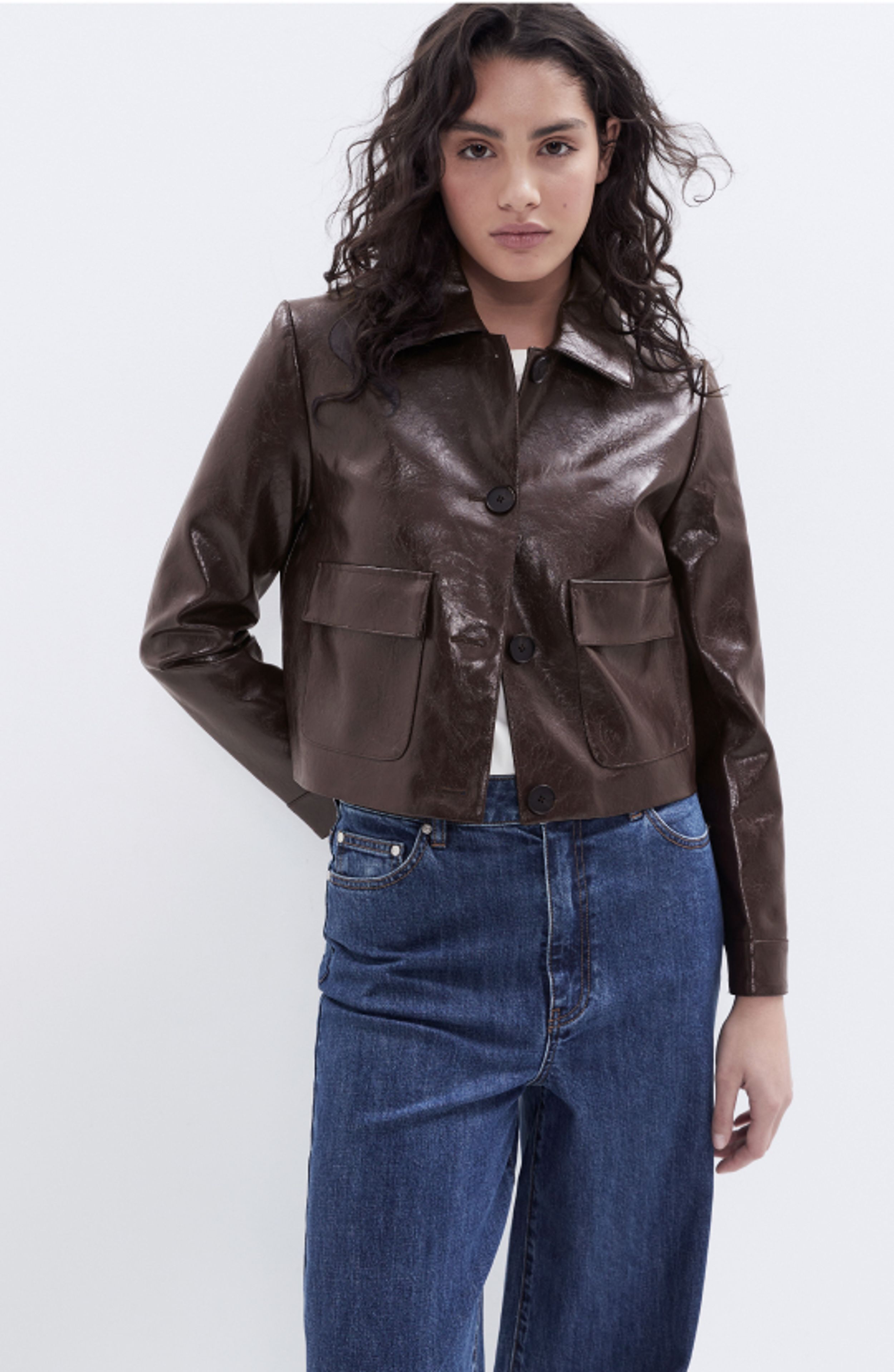 Collared Patent Jacket