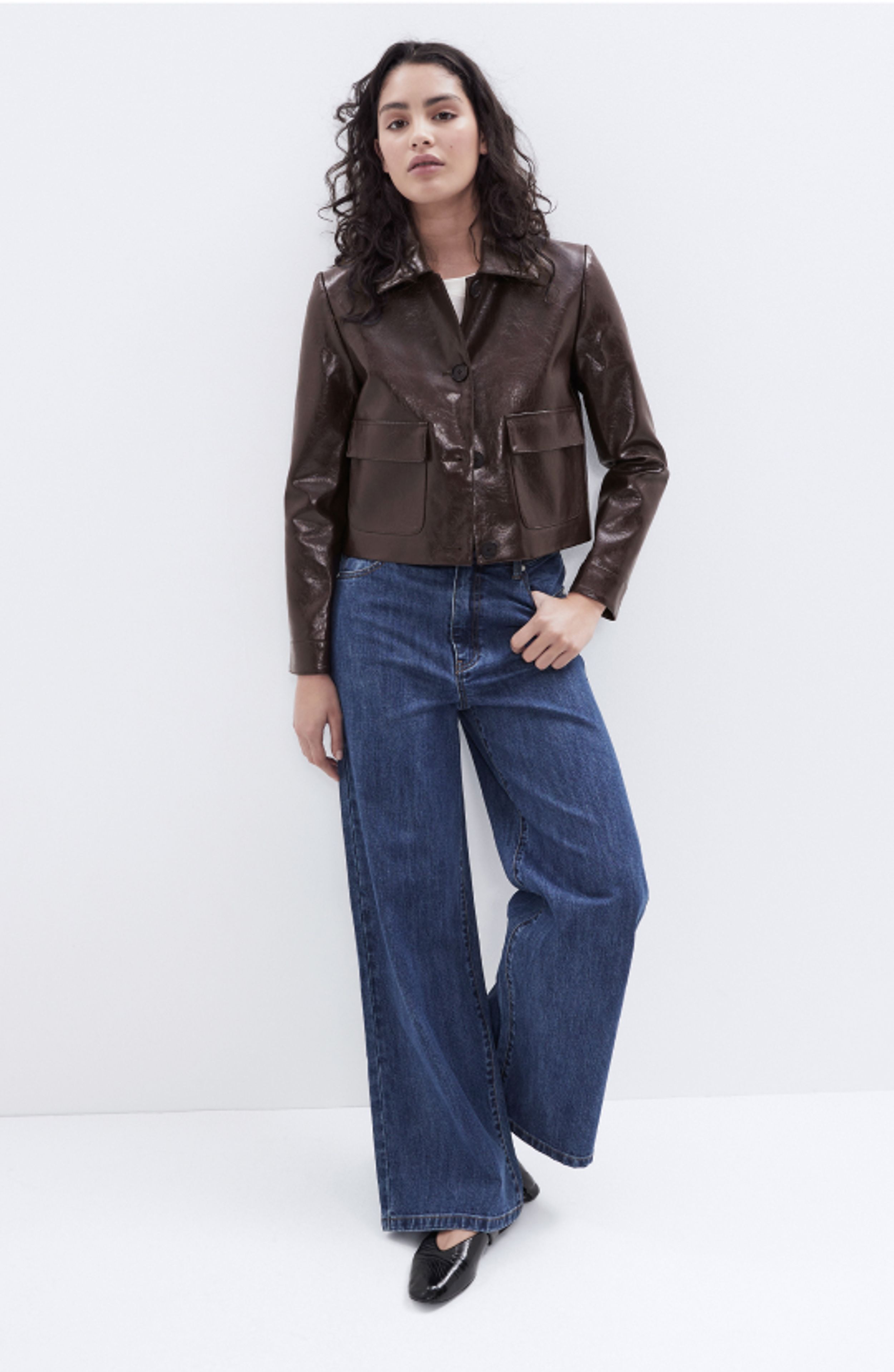 Collared Patent Jacket