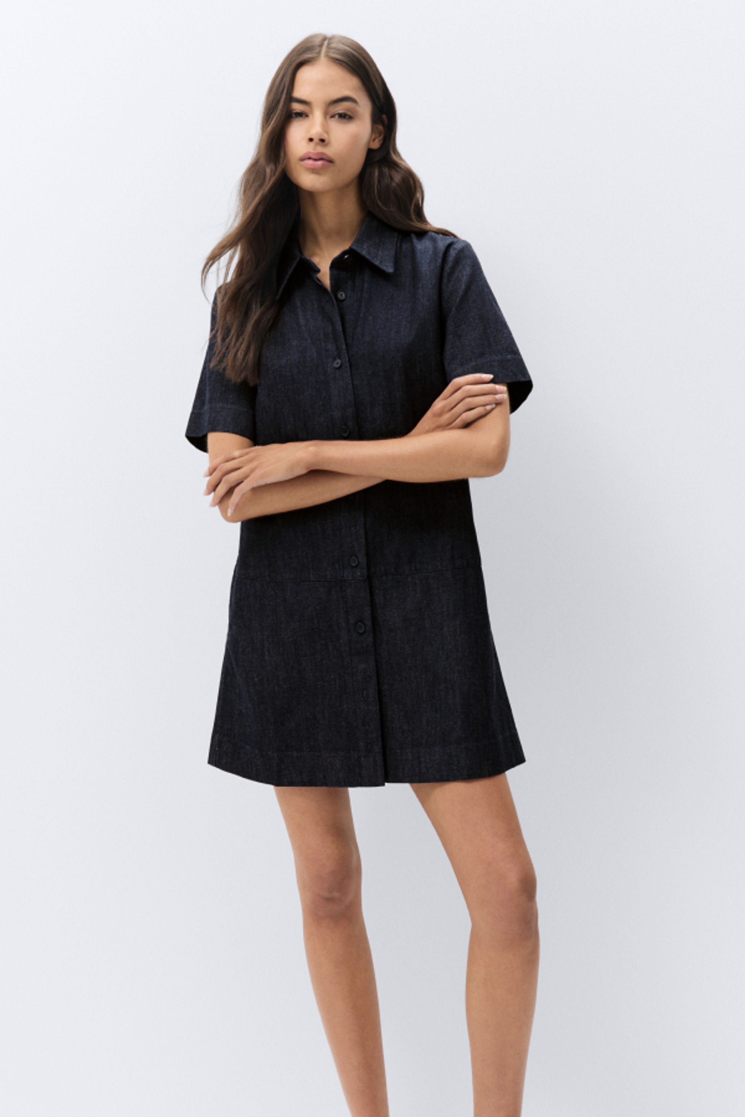 Denim Button Through Dress