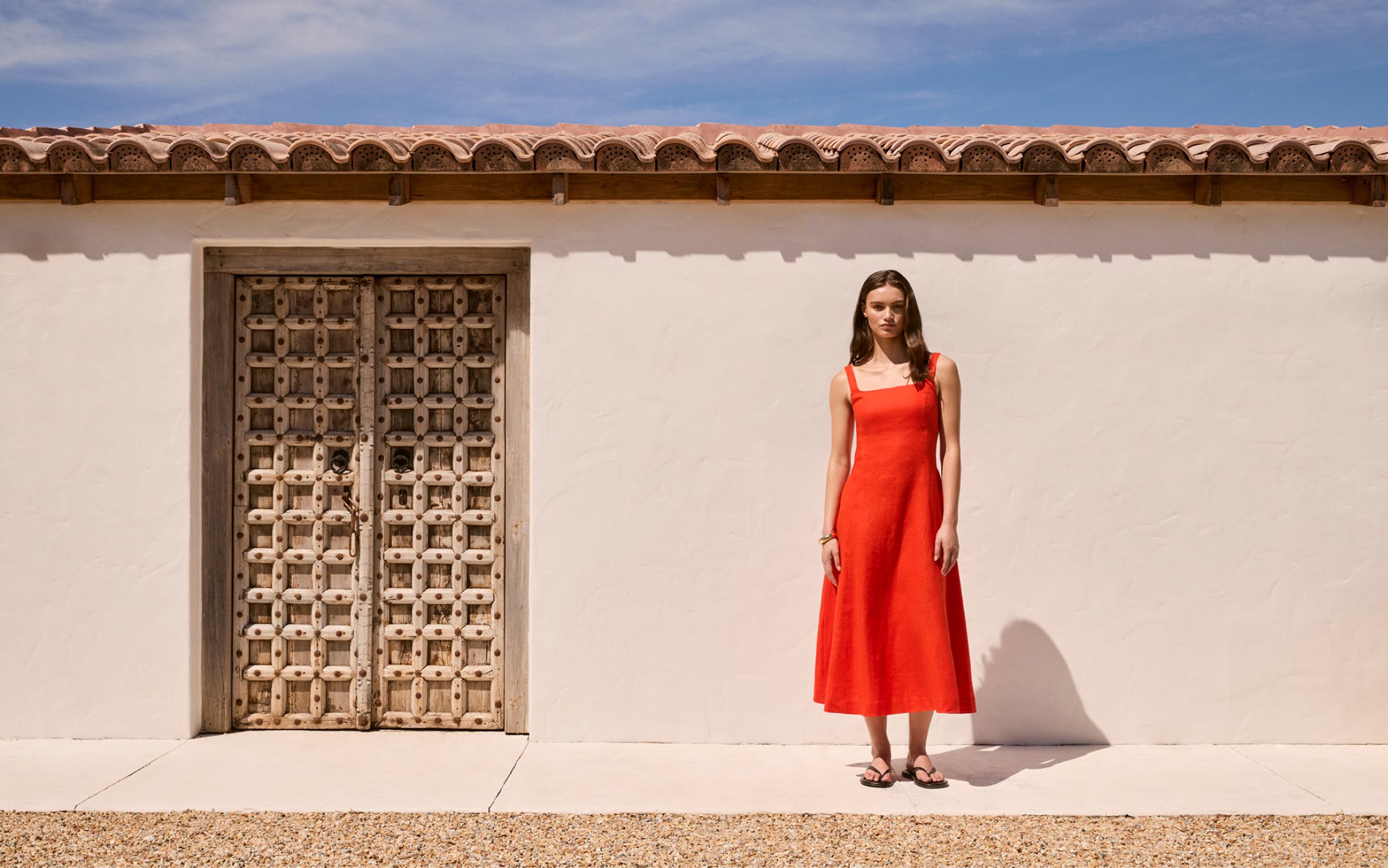 Linen Balconette Midi Dress