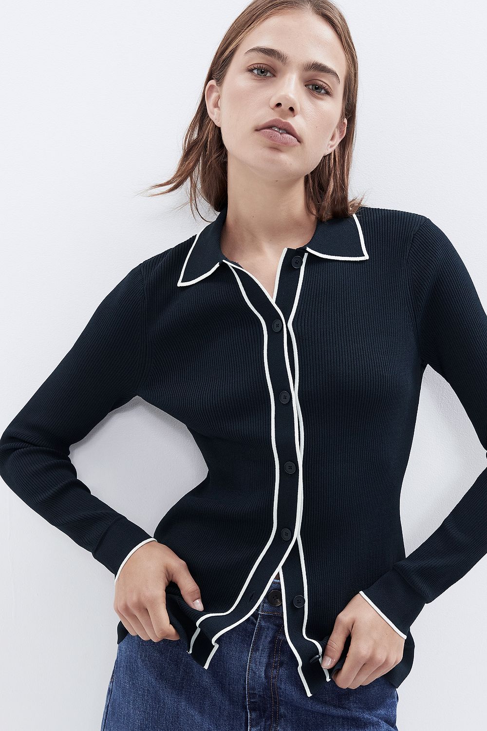 Sporty Button Through Knit