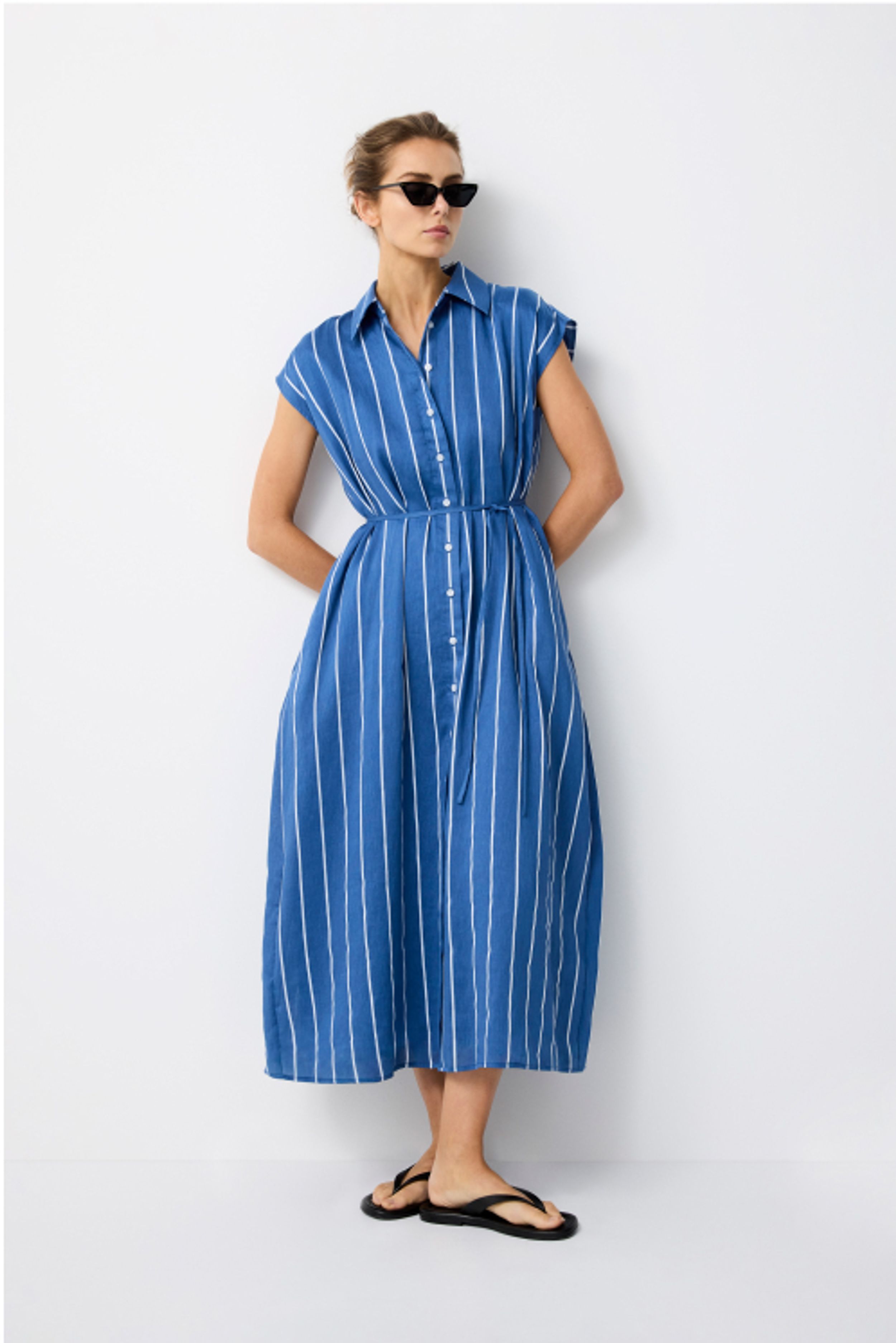 Stripe Collared Maxi Dress