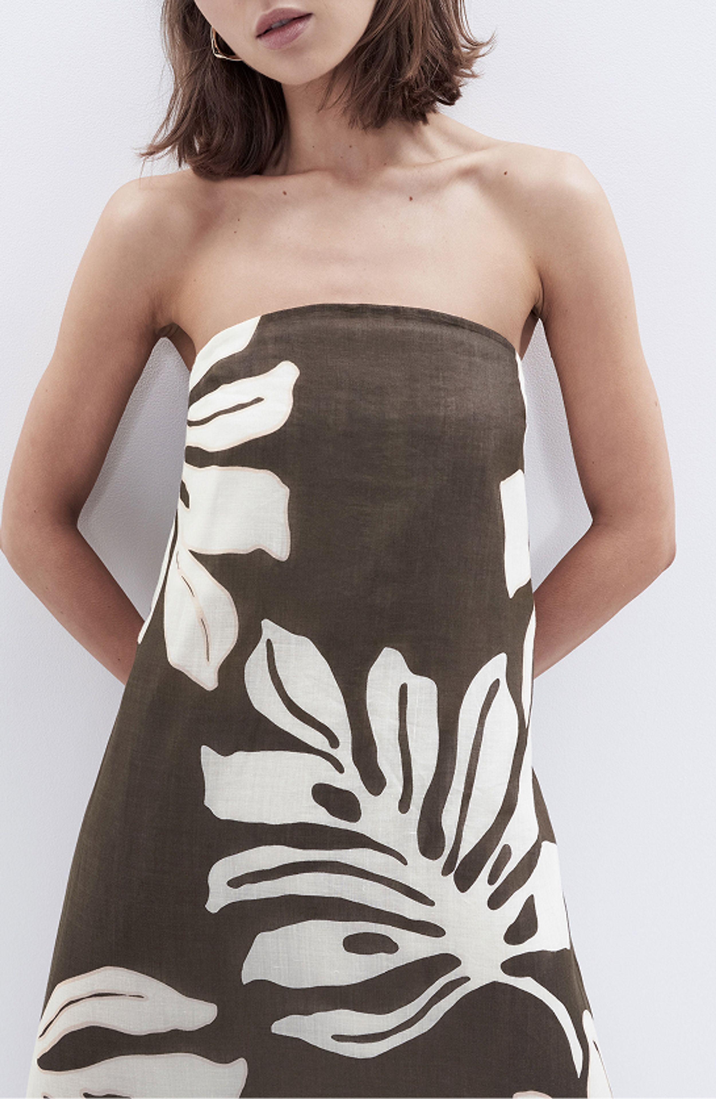 Strapless Ramie Maxi Dress