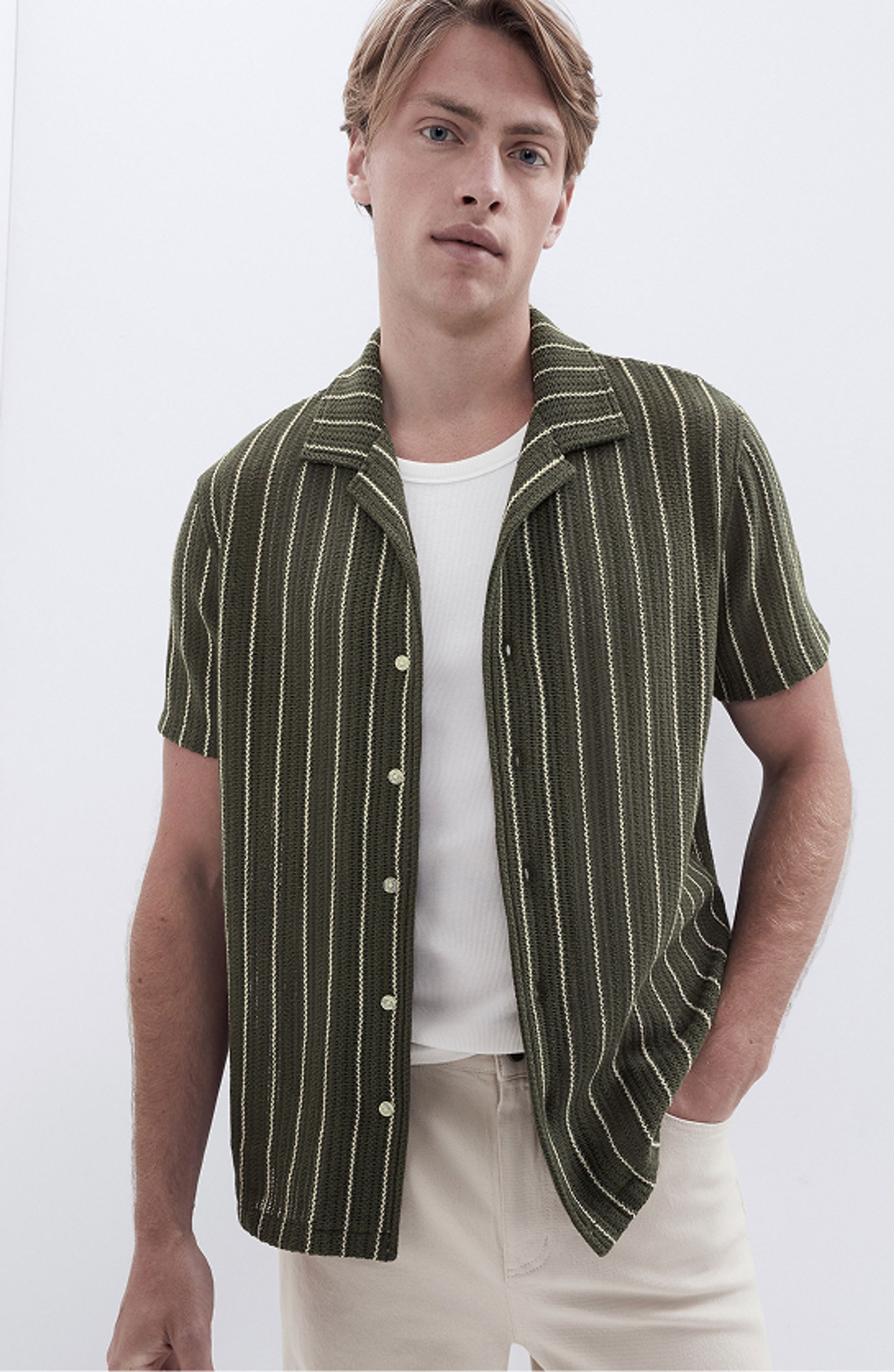 Crochet Textured Resort Shirt